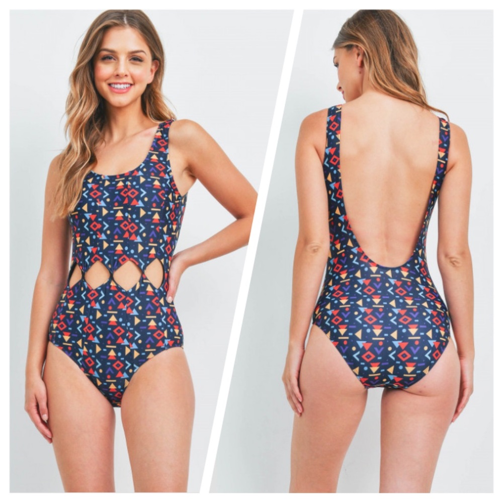 Retro Geometric One‎ Piece Swimsuit